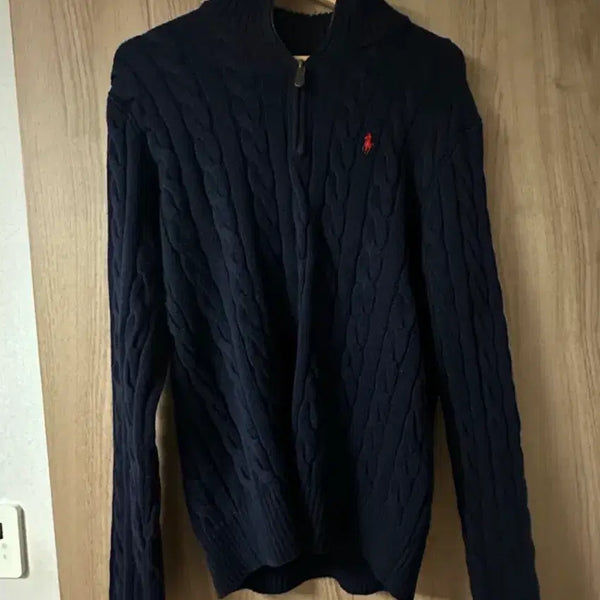 [BUNJANG] Polo Ralph Lauren Navy Cable Knit Zip-Up Sweater M / 폴로 랄프로렌 네이비 케이블 니트 집업 M