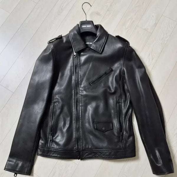[BUNJANG] Antony Morato Genuine Leather Rider Jacket MMLCK6A65 / [정품/미착용] SYSTEM 안토니모라토 천연 소가죽 라이더 자켓 48 (MMLCK6A65)