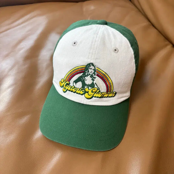[BUNJANG] Hysteric Glamour 6-Panel Cap Rainbow Embroidery Green / 히스테릭글래머 6패널 볼캡 모자 HG 레인보우 자수 그린