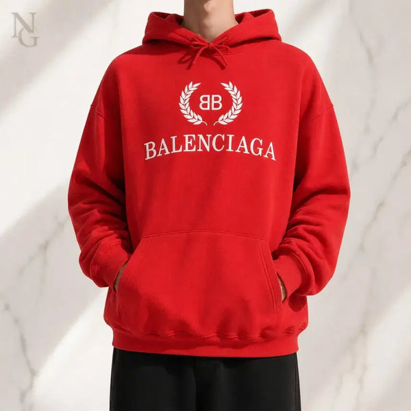 [BUNJANG] Balenciaga Laurel Embroidered Logo Hoodie Red M / [정품/당일출고] 발렌시아가 월계수 자수 로고 후드티 레드 M / 100~105