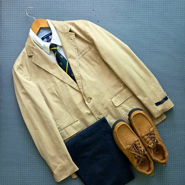 [BUNJANG] Polo Ralph Lauren Beige Shield Embroidery Chino Jacket / 폴로 랄프로렌 신형라벨 방패자수 베이지 치노 자켓