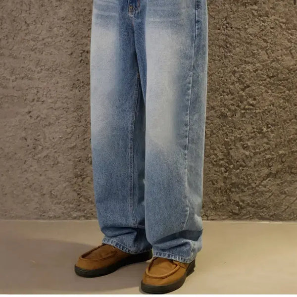 [BUNJANG] S Signature Front Wash Semi-Wide Fit Denim (Light Indigo) / ( S ) 시그니처 프론트 워싱 세미와이드핏 데님 라이트인디