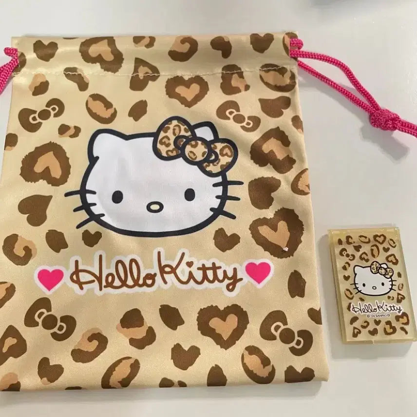 [BUNJANG] Sanrio Hello Kitty 90s Leopard Print Pouch with Mirror / (미사용) 산리오 헬로키티 키티 90s 호피 레오파드 파우치 거울 가챠 일괄