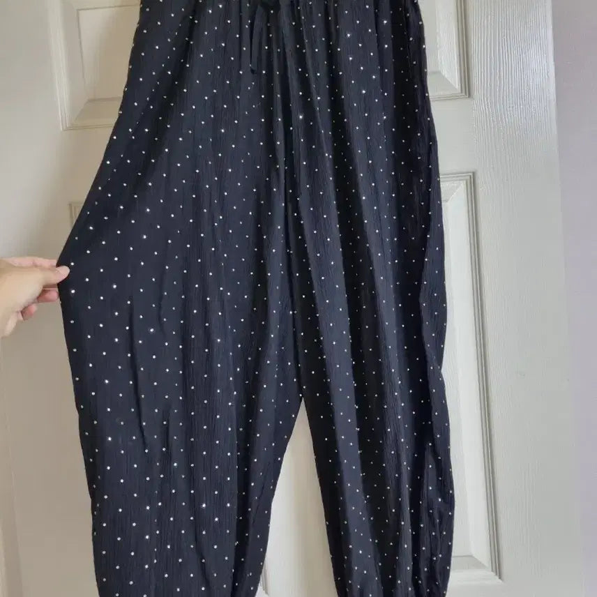 [BUNJANG] Sandro Black Polka Dot Pattern Jogger Pants - Size 36 / 산드로 블랙 도트 패턴 바지 36