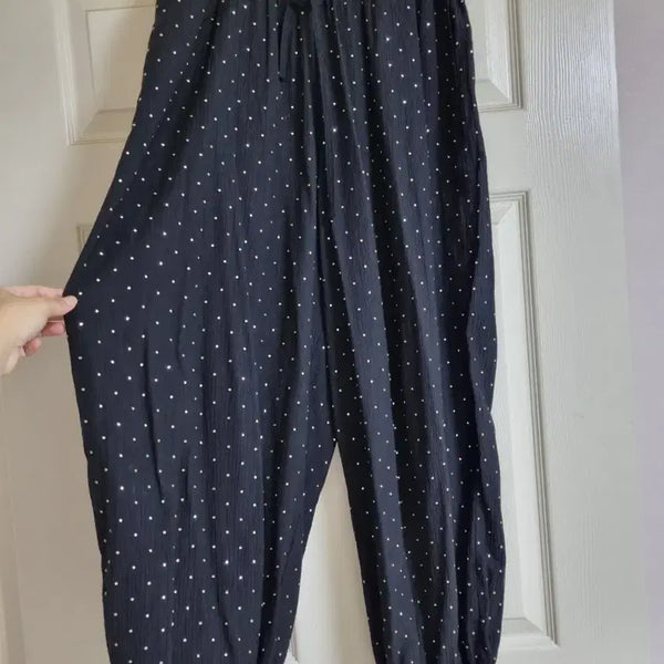 [BUNJANG] Sandro Black Polka Dot Pattern Jogger Pants - Size 36 / 산드로 블랙 도트 패턴 바지 36
