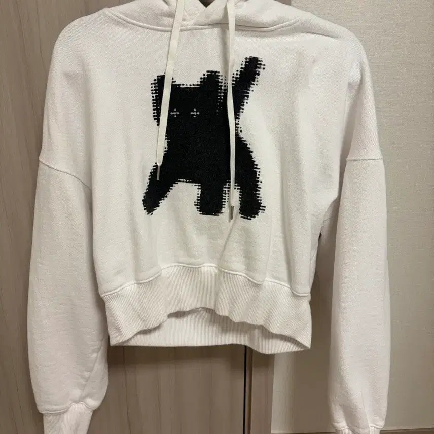 [BUNJANG] Aeae Cat Eye Crop Hoodie White / aeae 고양이 후드티