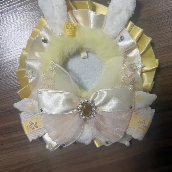 [BUNJANG] Rosette Can Badge Brooch - Rabbit Ears & Yellow Ribbon Design / 로제트 캔뱃지 브로치 굿즈 오타쿠 덕질 애니 이타백 앙스타 오시 최애 토끼 노랑