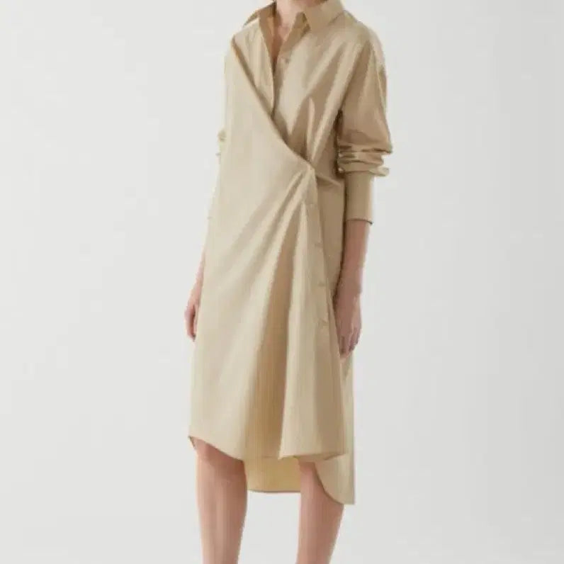 [BUNJANG] COS Wrap Shirt Dress Beige Size 32 / (택포) 코스 cos 랩 셔츠 원피스 베이지 32사이즈