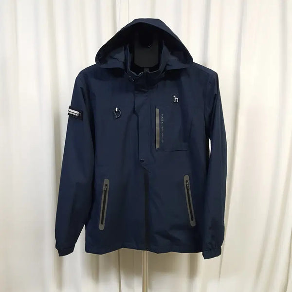 [BUNJANG] Hazzys Golf Men's Navy Windbreaker Jacket with Removable Hood (Size 100) / 22년 헤지스 골프 남성 바람막이 자켓 후드내장가능 네이비 100 오일장