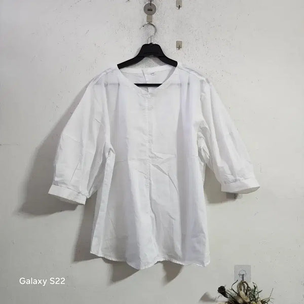 [BUNJANG] White 7-Sleeve Blouse / 화이트 7부 소매 블라우스
