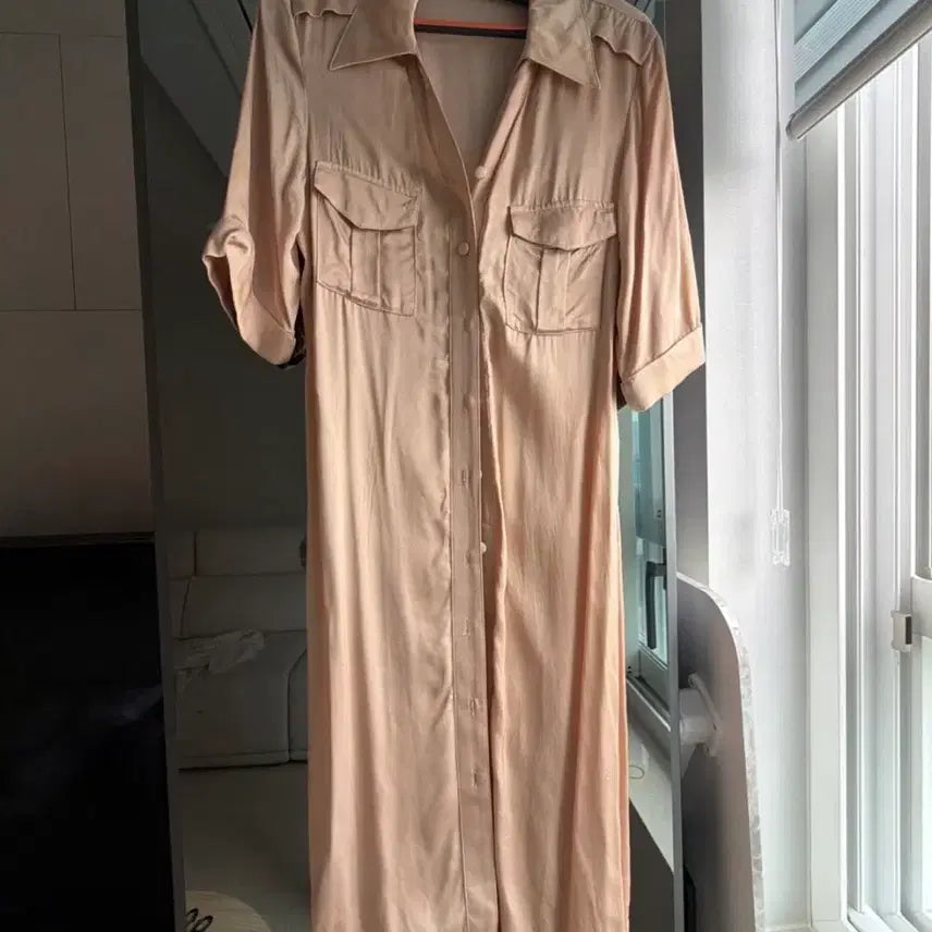 [BUNJANG] LAPLA Rayon Blend Shirt Dress Beige / 라플라 셔츠 원피스 M