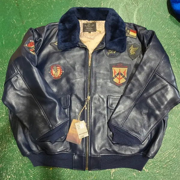 [BUNJANG] Top Gun Navy G-1 Flight Leather Jacket 6XL / 탑건 네이비 G-1 항공 가죽 자켓 6XL 신제품