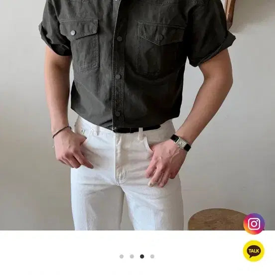 [BUNJANG] Pigment Muscle Fit Short Sleeve Shirt / 머슬핏 피그먼트 반팔 셔츠