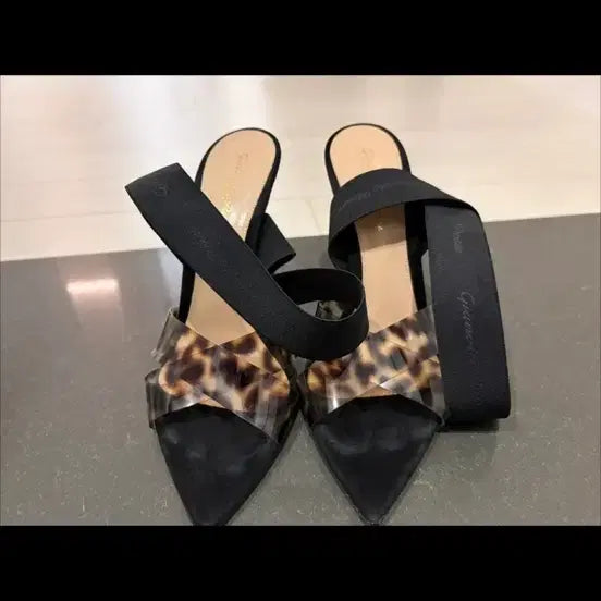 [BUNJANG] Gianvito Rossi Transparent Leopard Print Mules Heels / 지안비토로시 뮬 힐 235