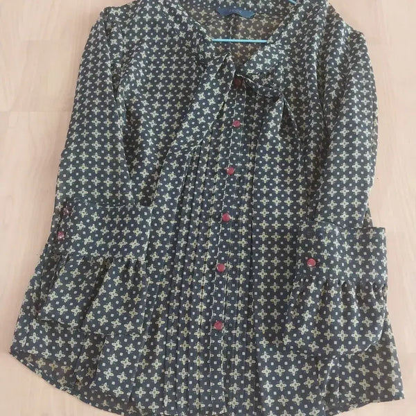 [BUNJANG] ZOOC Patterned Tab Blouse / zooc 패턴 타이블라우스