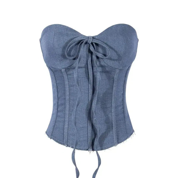 [BUNJANG] Another A Denim Corset Top Blue / 어나더에이 데님 코르셋 탑 블루