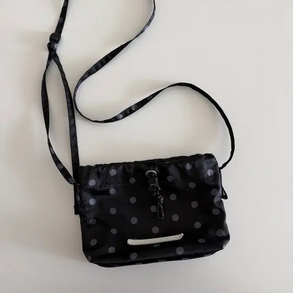 [BUNJANG] LOW CLASSIC String Mini Pouch Crossbody Bag - Dot Black / 로우로우 스트링 미니 도트 크로스백 가방 여행 복조리 여자 여성