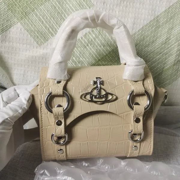 [BUNJANG] Vivienne Westwood Orange Crocodile Embossed Leather Handbag/Crossbody Bag / 비비안웨스트우드 핸드백/크로스백 살구색