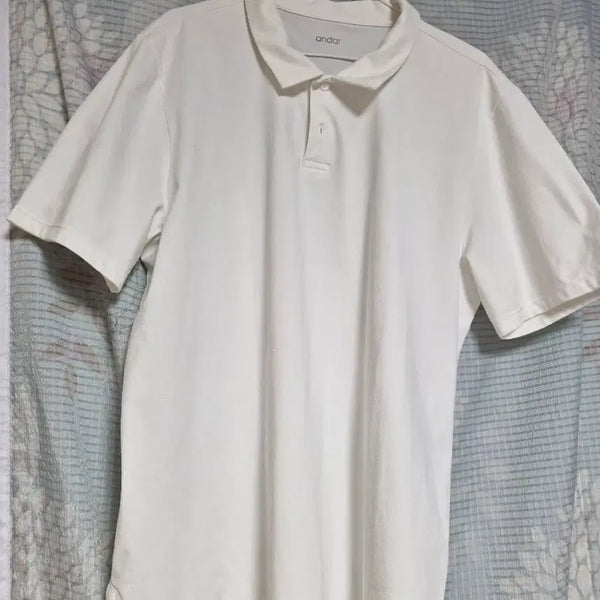 [BUNJANG] Andar Short Sleeve Polo Shirt White / 안다르 반팔 카라티 화이트