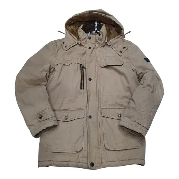 [BUNJANG] Vintage Outdoor Fleece Lined Hooded Jacket Beige 2XL / <만원빈티지> 빈티지 아웃도어 털 기모 후드 야상 패딩 점퍼 베이지 2XL