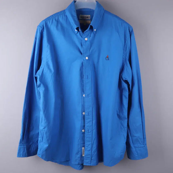 [BUNJANG] Beanpole Logo Embroidered Oxford Shirt (Royal Blue, M) / 빈폴 로고 자수 옥스포드 셔츠(로열 블루 색상) (M)