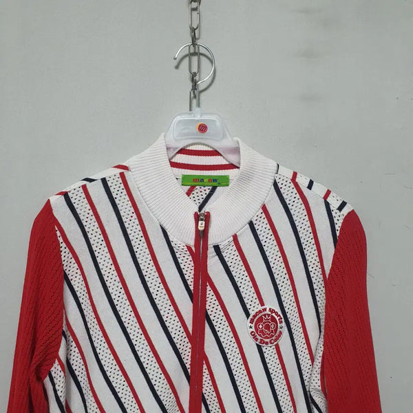 [BUNJANG] Mako Women's Spring/Summer Golf Knit Zip-Up Red/White / 1227) 마코 여성 춘하 골프 니트집업 95