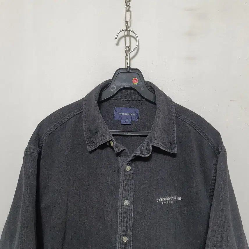 [BUNJANG] Thisisneverthat Men's Black Denim Short Sleeve Shirt L / 1229) 디스이즈네버댓 남성 흑청데님 반팔 셔츠 L 23년식