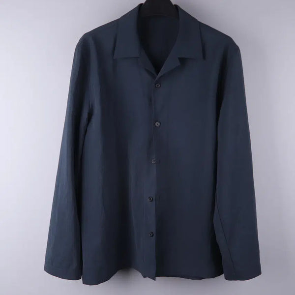 [BUNJANG] JILLSTUART New York Men's Solid Long Sleeve Casual Shirt Navy (S) / 질스튜어트뉴욕 맨 단색 긴팔캐주얼셔츠 네이비 (S)