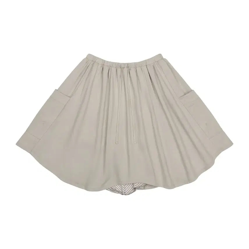 [BUNJANG] Koiseio Stripe Layered Midi Skirt Light Gray / 코이세이오 스트라이프 레이어드 미디 스커트 라이트 그레이 1사이즈
