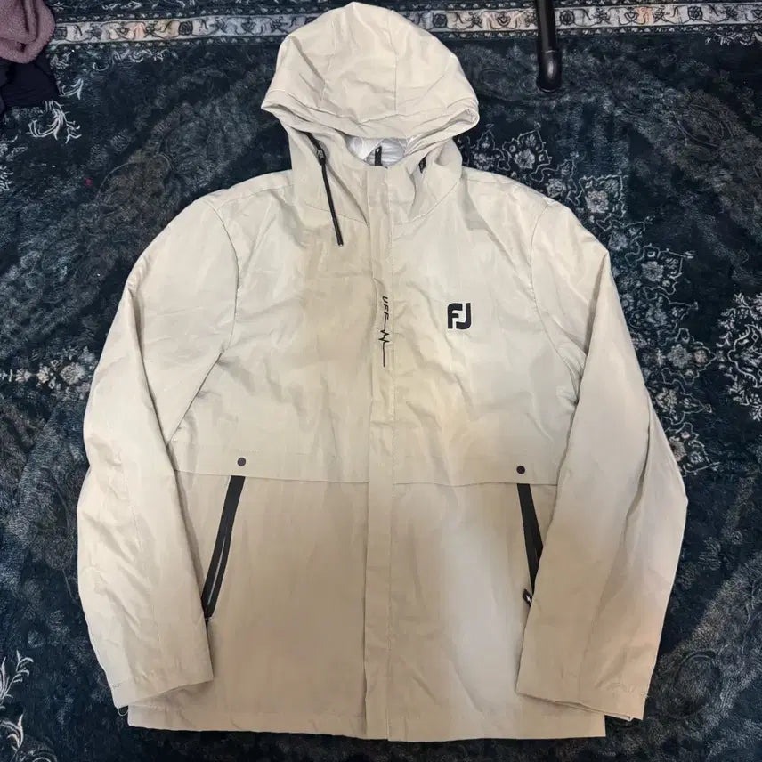 [BUNJANG] FJ Golf Wear Hooded Zip-Up Jacket Beige / FJ 골프웨어 후드 집업 자켓 베이지