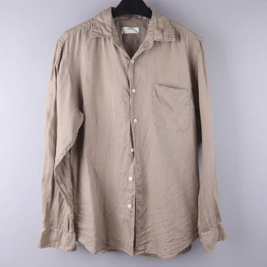 [BUNJANG] Uniqlo Premium Linen Long-Sleeve Shirt Beige (M) / 유니클로 프리미엄 린넨 셔츠(긴팔) 베이지 (M)