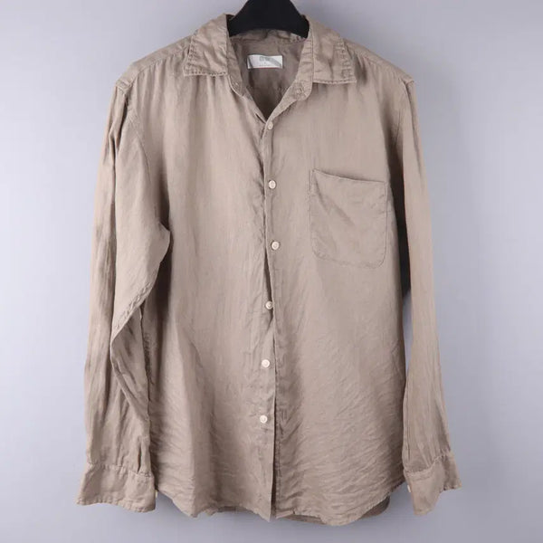 [BUNJANG] Uniqlo Premium Linen Long-Sleeve Shirt Beige (M) / 유니클로 프리미엄 린넨 셔츠(긴팔) 베이지 (M)