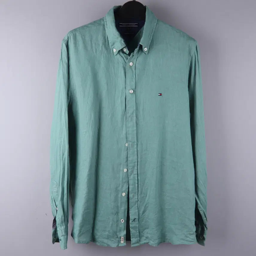 [BUNJANG] Tommy Hilfiger Premium Linen Shirt Mint Green (M) / 타미힐피거 프리미엄 린넨 셔츠 민트그린 (M)