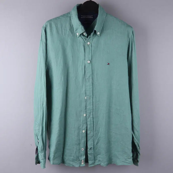 [BUNJANG] Tommy Hilfiger Premium Linen Shirt Mint Green (M) / 타미힐피거 프리미엄 린넨 셔츠 민트그린 (M)
