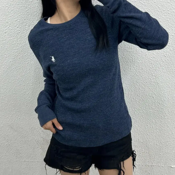 [BUNJANG] Polo Ralph Lauren White Pony Waffle T-Shirt M / 폴로 랄프로렌 화이트포니 네이비 와플티 M