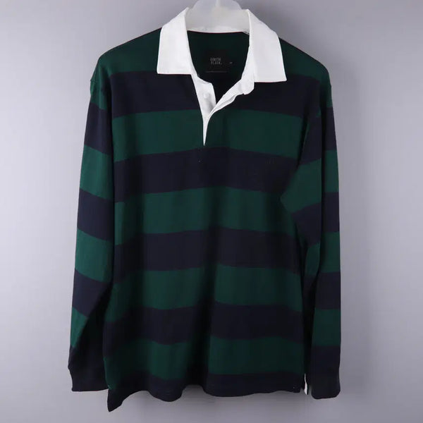 [BUNJANG] DIMITRI BLACK Stripe Rugby Shirt (Polo) / 디미트리블랙 롱슬리브 스트라이프 럭비 셔츠(카라티) (1) 5357