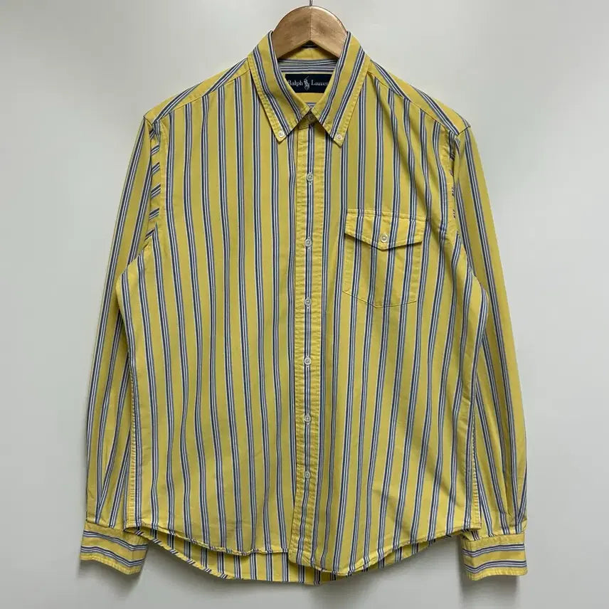 [BUNJANG] Polo Ralph Lauren Yellow Stripe Button-Down Shirt Men's 100 (M) / [남자-100]랄프로렌 옐로우 스트라이프 셔츠