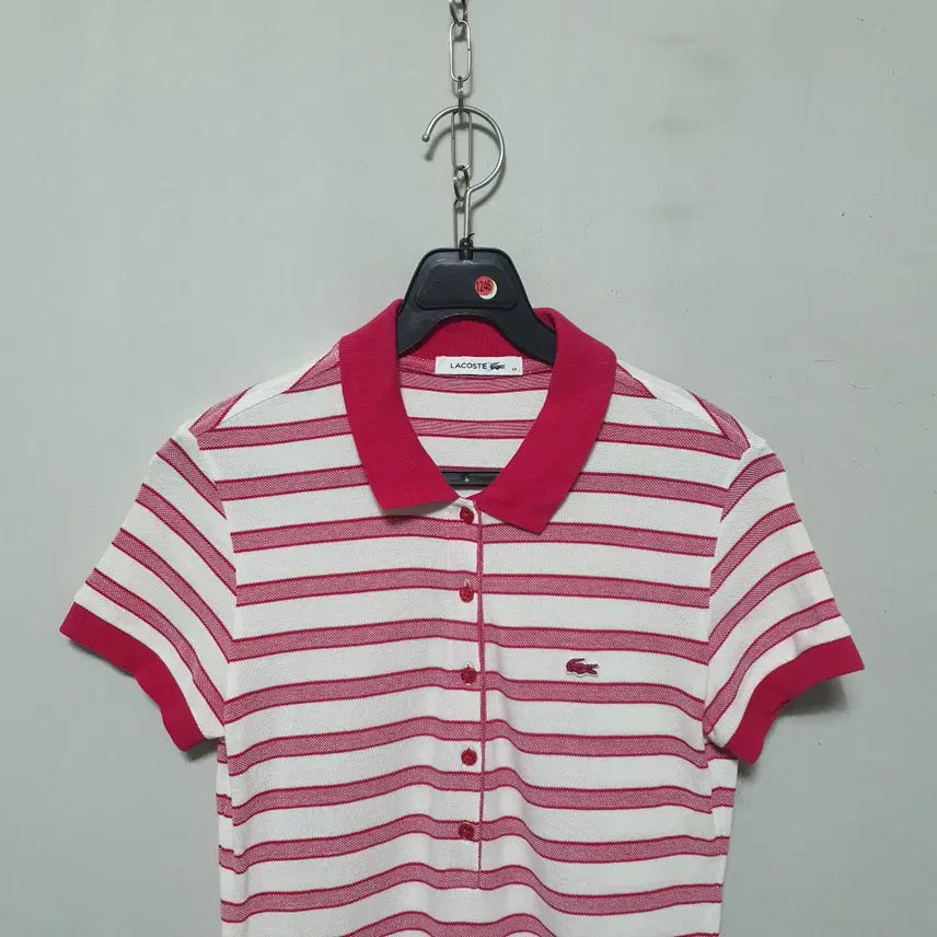 [BUNJANG] Lacoste Women's Short Sleeve Dress Pink/White Size 34 / 1246) 라코스테 여성 반팔 원피스 34