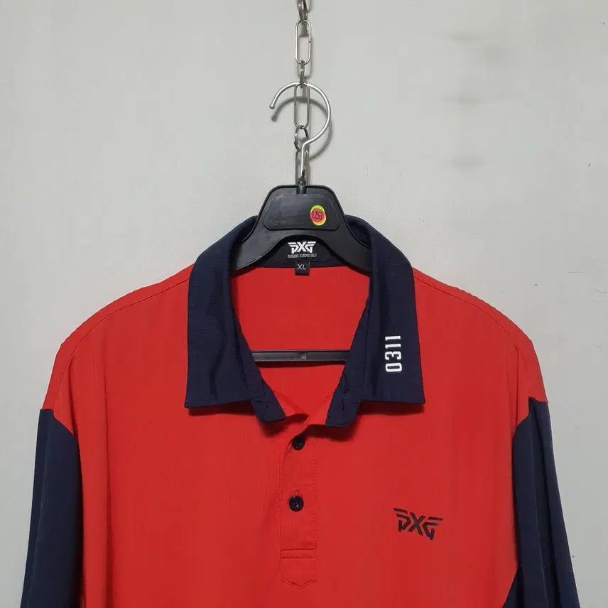[BUNJANG] PXG Men's Golf Short Sleeve T-Shirt Red/Navy XL / 1253) PXG 남성 골프 반팔티셔츠 XL