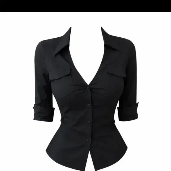 [BUNJANG] Shirred Waist Black Shirt / 블랙 셔츠