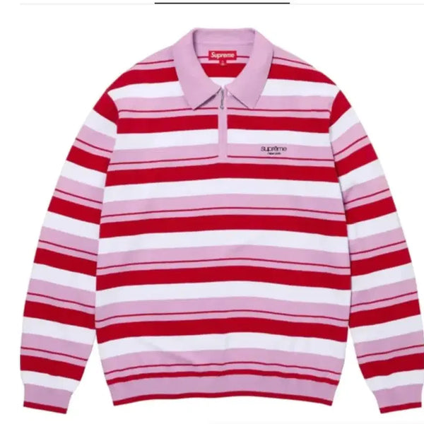 [BUNJANG] Supreme Stripe Zip Long Sleeve Polo Black 24FW XL / 슈프림 스트라이프 집 롱슬리브 폴로 블랙 - 24FW XL