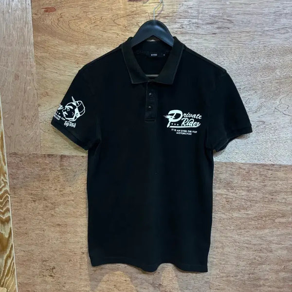 [BUNJANG] EVISU Black Short Sleeve Polo Shirt Size 95 / EVISU 에비수 프라이빗 라이더 반팔 카라티 블랙 95