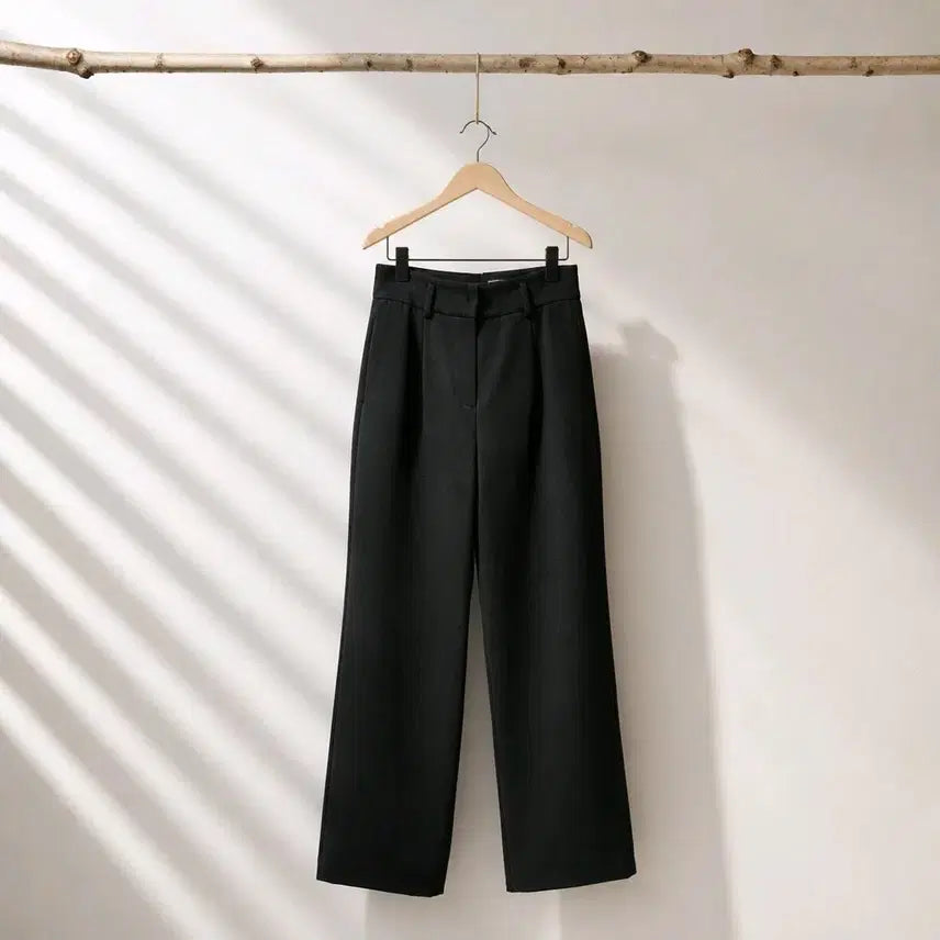 [BUNJANG] TIME 2022 Semi Wide Black High-Waisted Slacks Pants / 한섬 TIME 타임 2022 세미 와이드 슬랙스 팬츠 61-90사이즈