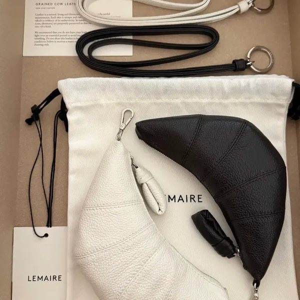 [BUNJANG] Lemaire Croissant Coin Purse Necklace Bundle Set White / Dark Chocolate / Lemaire 르메르 코인펄스 목걸이 2개 일괄판매합니다.
