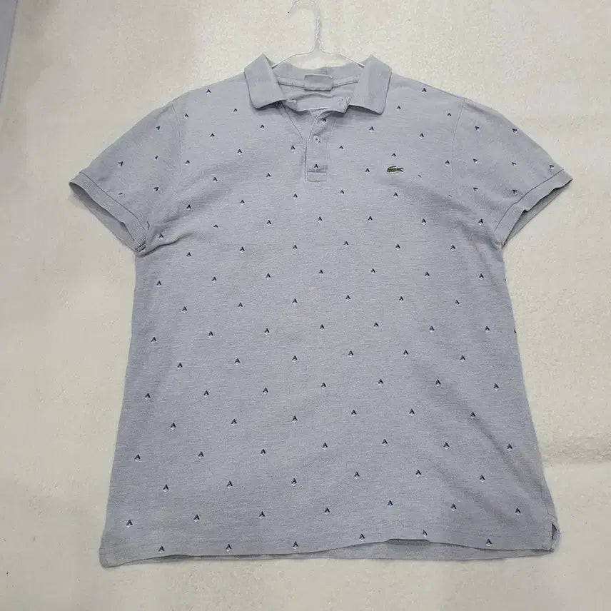 [BUNJANG] Lacoste Melange Grey Embroidered Pattern Short Sleeve Polo T-Shirt 95 / <만원빈티지> 라코스테 멜란지 그레이 자수패턴 폴로 반팔티 95