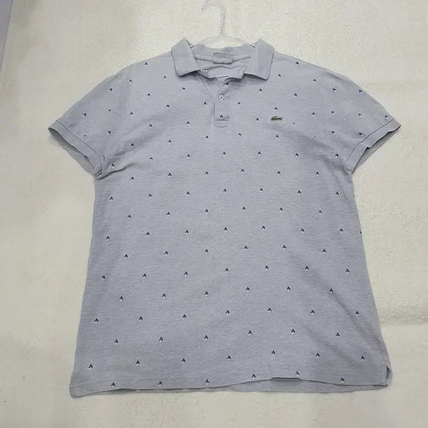 [BUNJANG] Lacoste Melange Grey Embroidered Pattern Short Sleeve Polo T-Shirt 95 / <만원빈티지> 라코스테 멜란지 그레이 자수패턴 폴로 반팔티 95