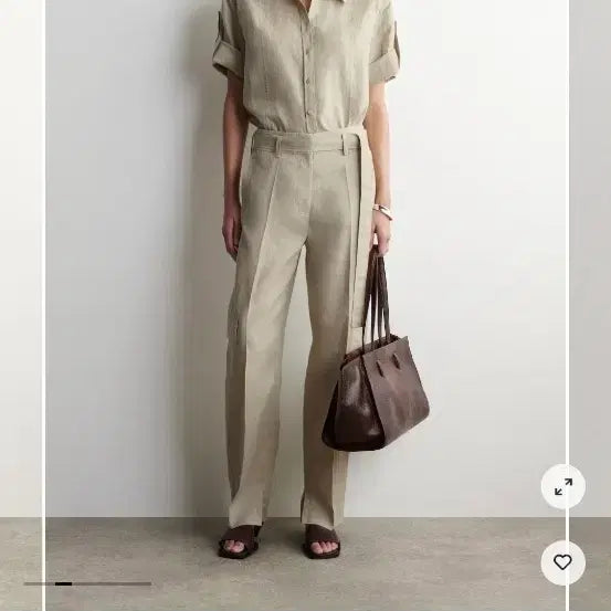 [BUNJANG] COS Fold Sleeve Linen Shirt & Pants Set / COS 폴드 슬리브 리넨 셔츠  팬츠 베이지