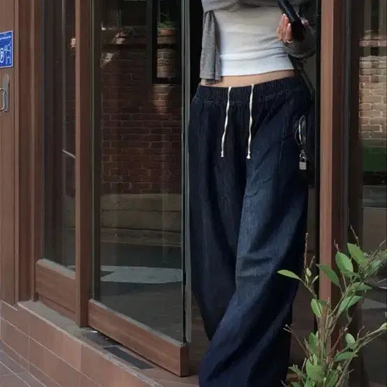 [BUNJANG] Hafernatic Banding Summer Denim Wide Pants / 하프나틱 밴딩 썸머 데님 와이드팬츠