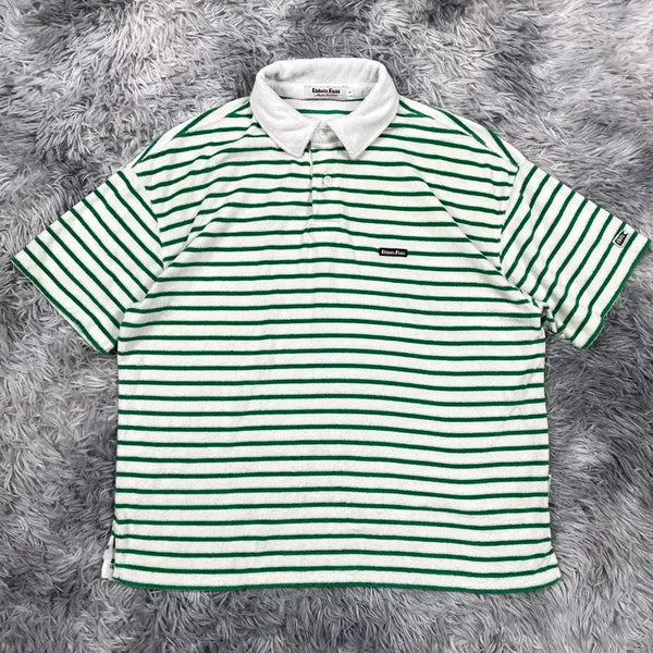 [BUNJANG] Ebbets Field Green Stripe Terry PK Short Sleeve T-Shirt / Ebbets Field 그린 스트라이프 테리 PK 반팔티y 6724