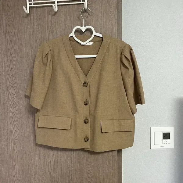 [BUNJANG] Si Women's Summer Short-Sleeve Blouse - Beige / Si 여성 여름 반팔 블라우스 66